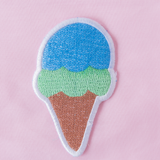 Blue and Green Ice Cream Embroidery Patch