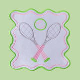 Tennis Racket Scalloped Embroidered Patch